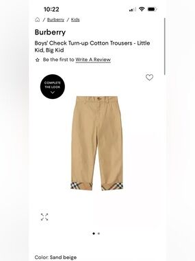 Burberry Boys' Check Turn-up Cotton Trousers - Little Kid, Big Kid